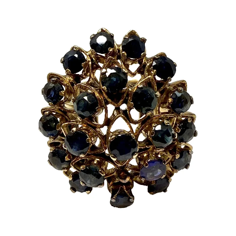 Ladies rings fashion trends-14K Gold Sapphire Cluster Ring