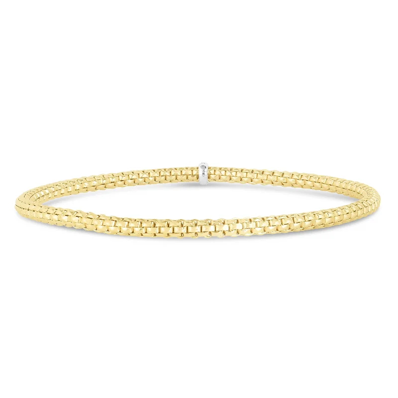 Ladies bracelets romantic surprises-14K Gold Popcorn Stretch 3mm Bracelet