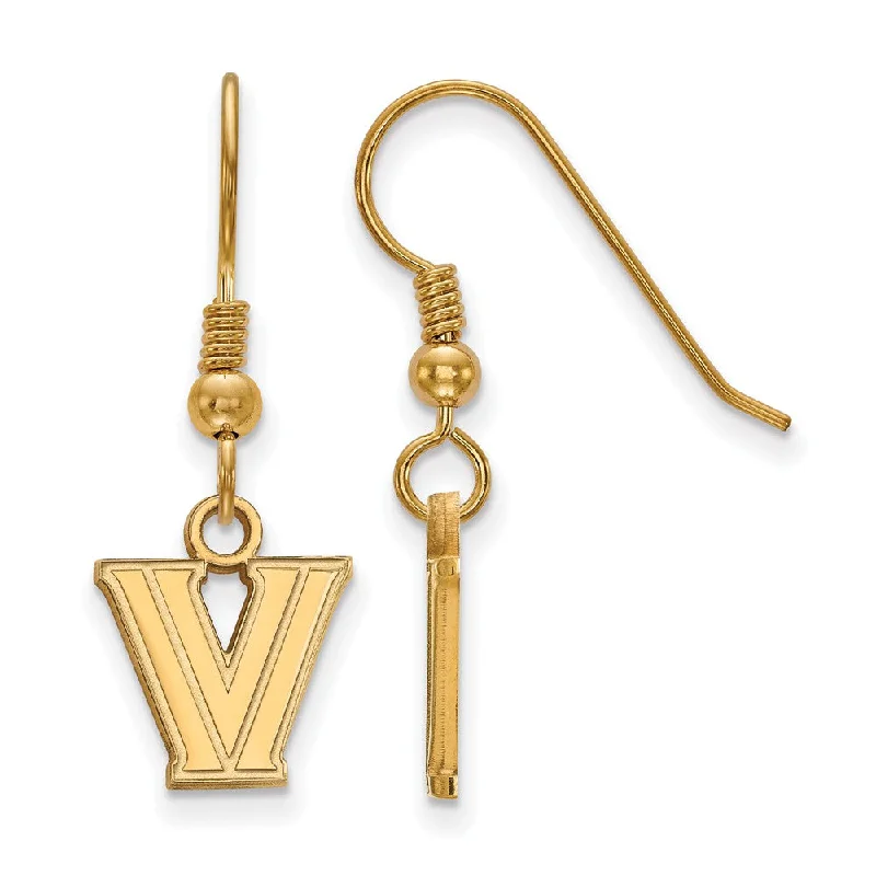 Ladies earrings edgy styles-14k Gold Plated Silver Villanova University XS (Tiny) Dangle Earrings