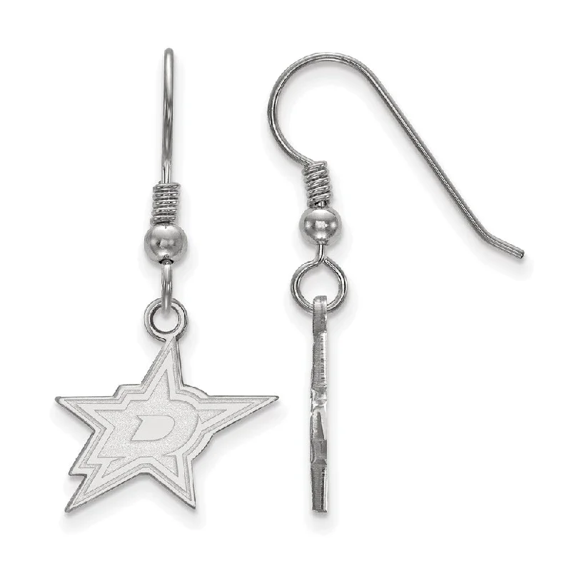 Ladies earrings jade drops-Sterling Silver NHL Dallas Stars Small Dangle Earrings