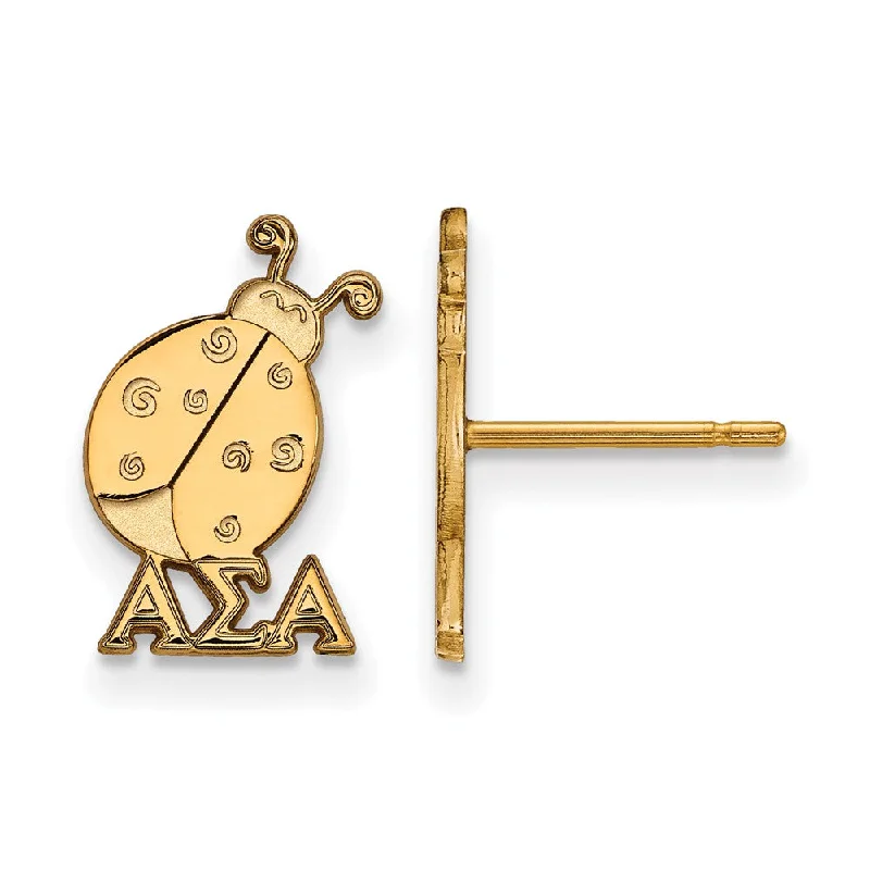 Ladies earrings shopping sites-14K Plated Silver Alpha Sigma Alpha XS Post Earrings