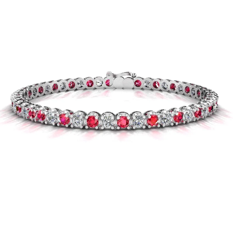 Ladies bracelets future trends-Round Brilliant Diamond and Ruby Bracelet BRDR45558