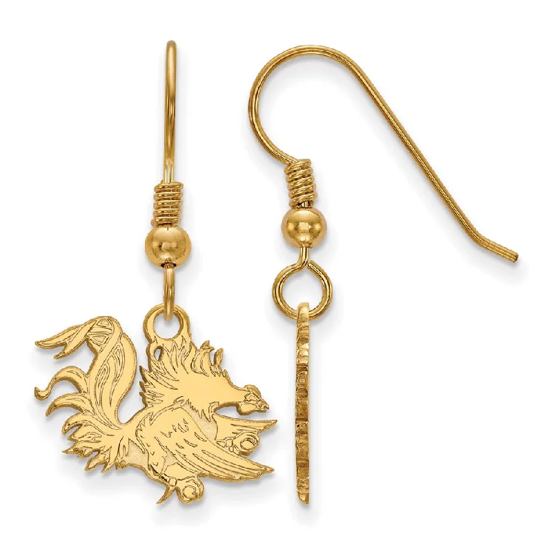 Ladies earrings European charm-14k Gold Plated Silver U of South Carolina Dangle Earrings