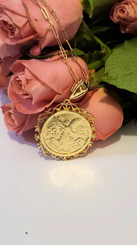 Ladies necklaces European elegance-Mexican Gold Coin Necklace