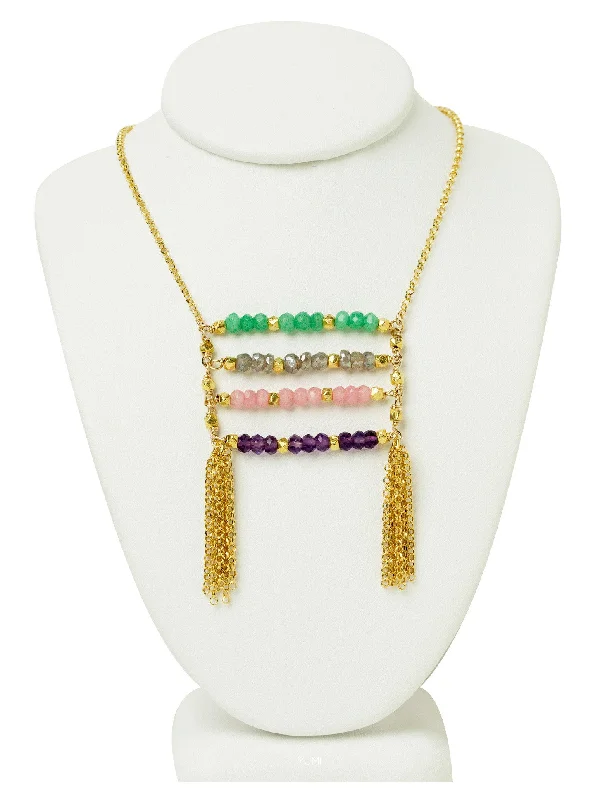 Ladies necklaces bride essentials-Gemstone Ladder Necklace