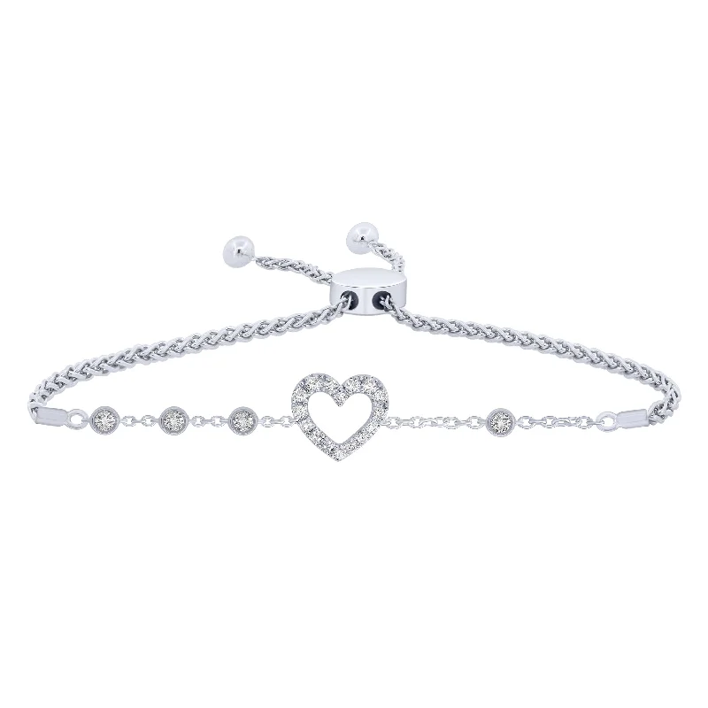 Ladies bracelets value pieces-Sterling Silver 2/5Ctw Heart Friendship Bracelet