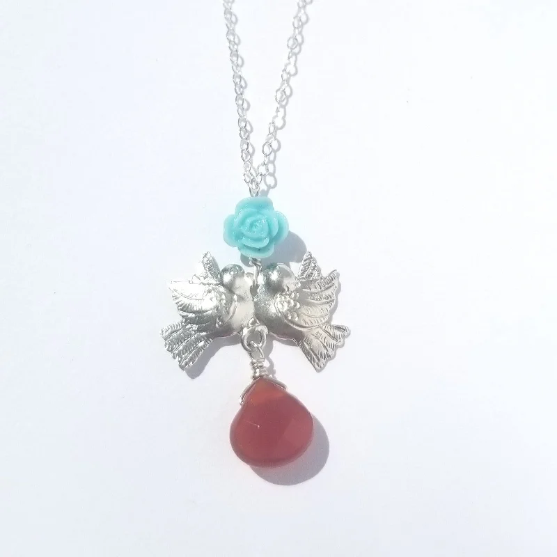 Ladies necklaces festive gifts-Lovebird Charm Necklace