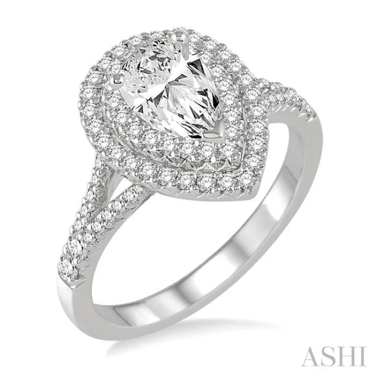 Ladies engagement rings store finds-1/2 Ctw Diamond Semi-mount Engagement Ring in 14K White Gold