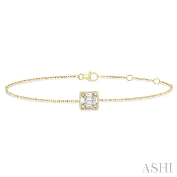 Ladies bracelets standout designs-1/8 ctw Petite Fusion Diamond Fashion Bracelet in 10K Yellow Gold