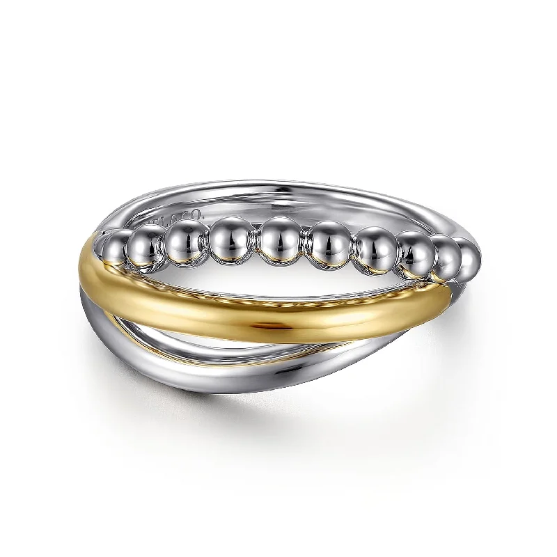 Ladies rings investment value-Bujukan Twist Ring in Two-Tone Gold by Gabriel & Co.