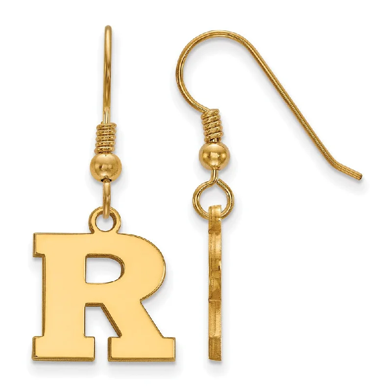 Ladies earrings budget picks-14k Gold Plated Silver Rutgers Small Dangle Earrings