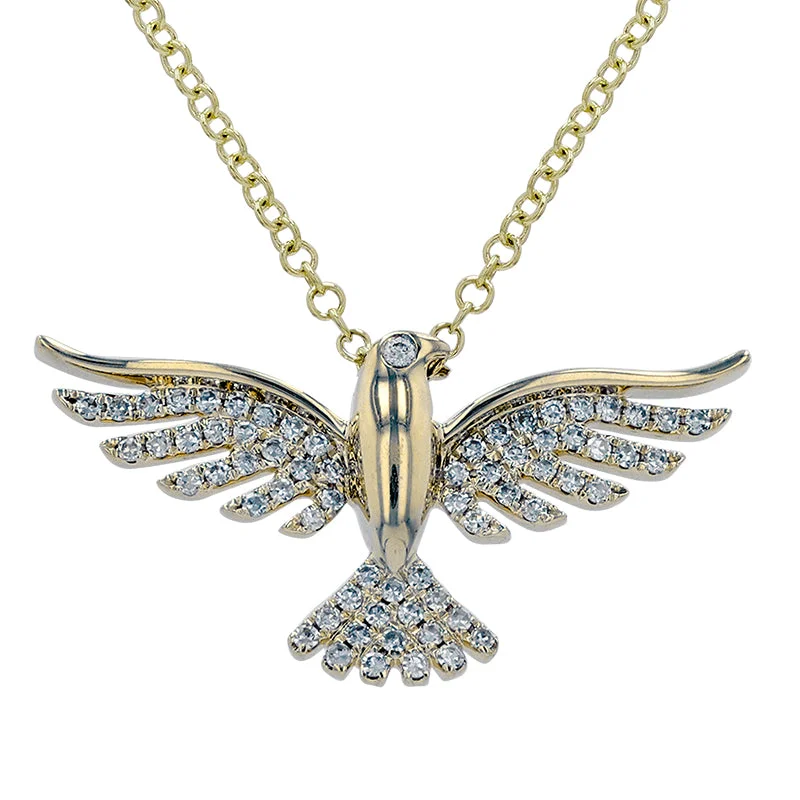 Ladies necklaces gold finishes-MALIBU DOVE DIAMOND PENDANT NECKLACE