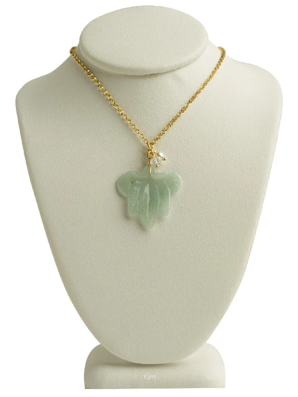 Ladies necklaces real stones-Jade Lotus Flower Necklace