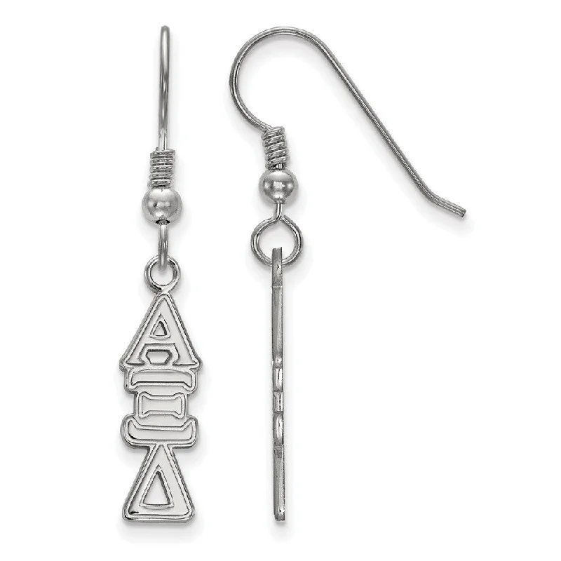 Ladies earrings cut-out patterns-Sterling Silver Alpha Xi Delta Dangle Medium Earrings