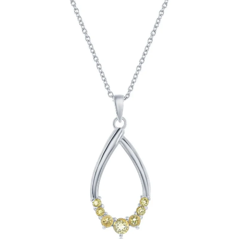 Ladies necklaces premium brands-Classic Women's Necklace - Sterling Silver Pear-shaped Citrine Gemstone | M-6947