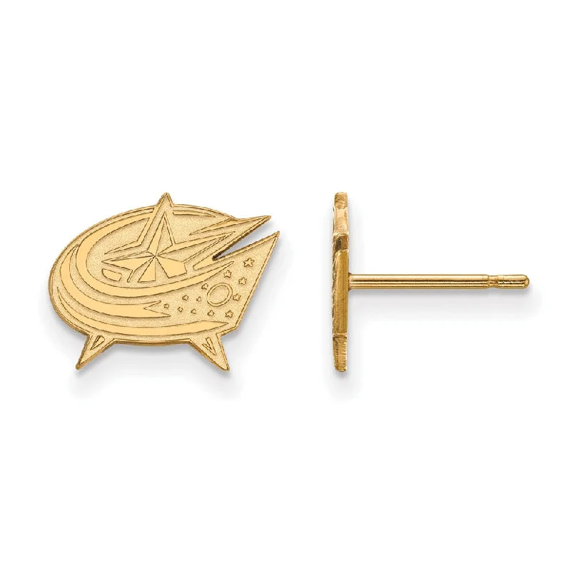 Ladies earrings real gems-SS 14k Yellow Gold Plated NHL Columbus Blue Jackets XS Post Earrings