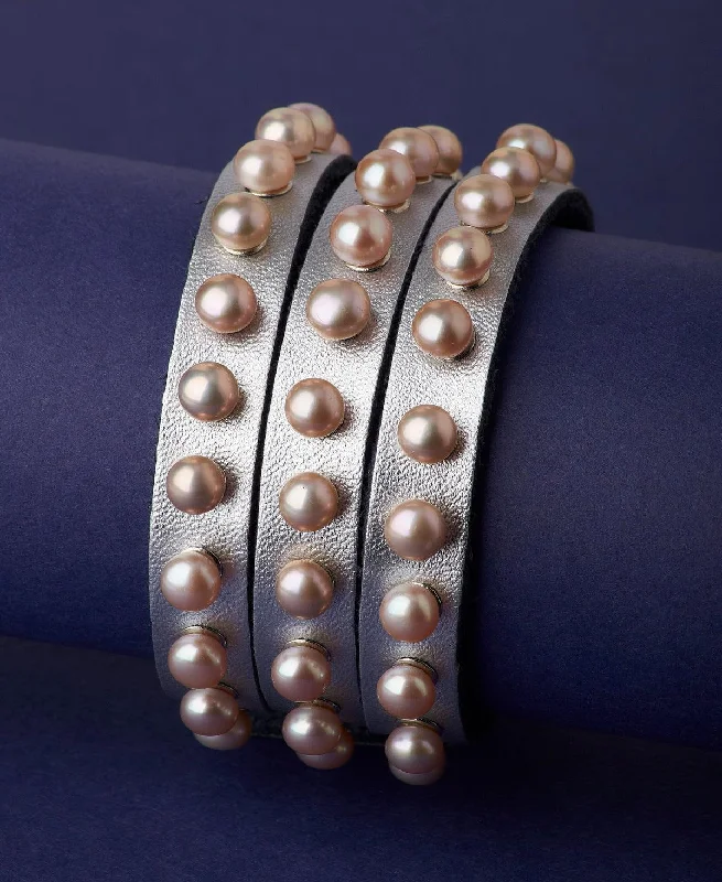 Ladies bracelets heart charms-Fashionable Real Pearl Band Bracelet