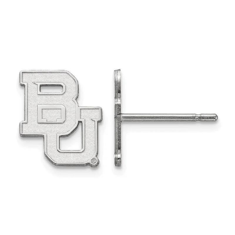 Ladies earrings engagement gifts-Sterling Silver Baylor University XS (Tiny) 'BU' Post Earrings