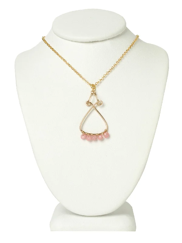 Ladies necklaces sleek modern-Rose Quartz Filigree Necklace