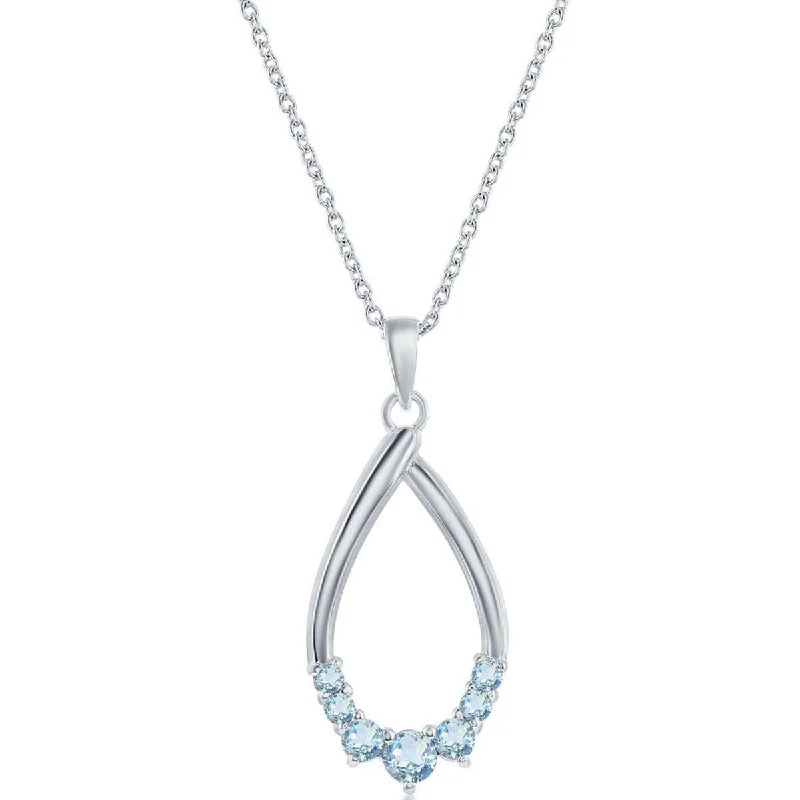 Ladies necklaces wedding essentials-Classic Women's Necklace - Sterling Pear-shaped Sky Blue Topaz Gemstone | M-6950