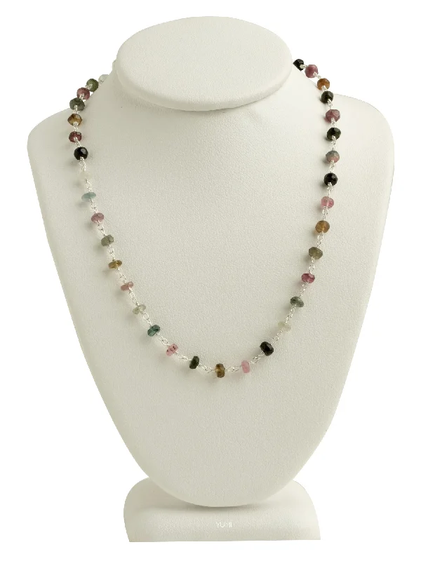 Ladies necklaces European elegance-Watermelon Tourmaline Gemstone Necklace