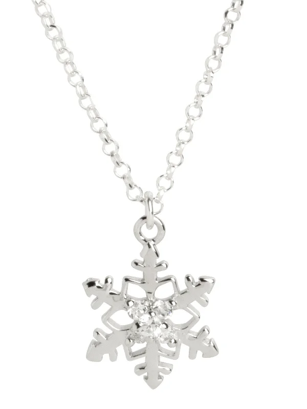 Ladies necklaces feather-light-Holiday Snowflake Necklace