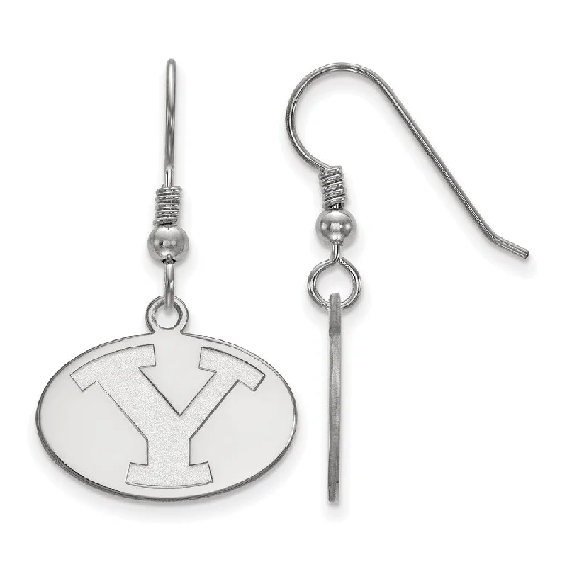 Ladies earrings animal motifs-Sterling Silver Brigham Young University Small Dangle Earrings