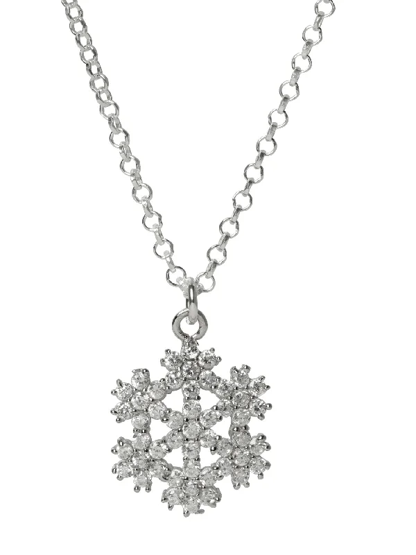 Ladies necklaces multi-layer-Snowflake Flower CZ Necklace