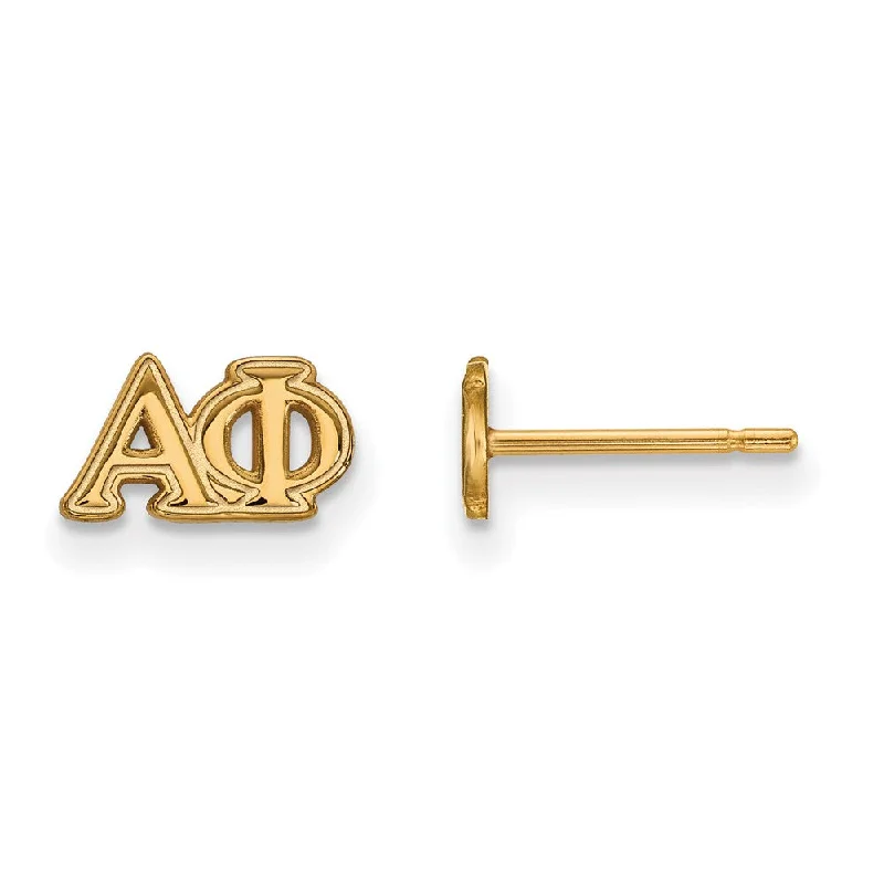 Ladies earrings big hoops-14K Plated Silver Alpha Phi XS Greek Letters Post Earrings