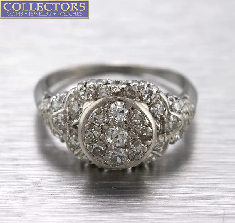 Ladies engagement rings warranty options-Stunning Ladies Antique Estate Platinum 0.53ctw Diamond Engagement Ring