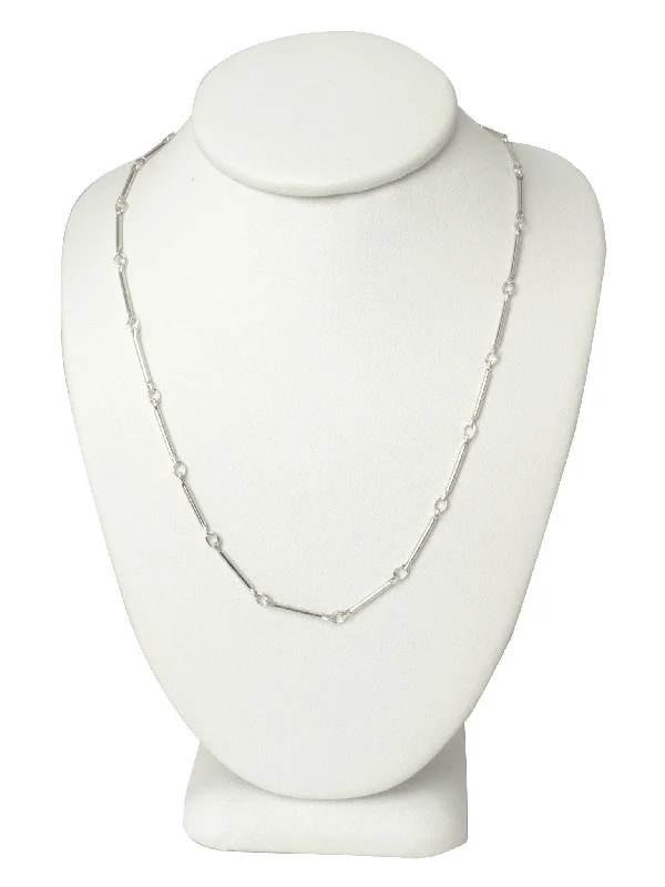 Ladies necklaces pure silver-Silver Line Chain Necklace