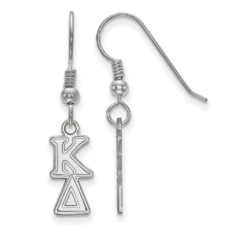 Ladies earrings everyday wear-Sterling Silver Kappa Delta XS Dangle Earrings