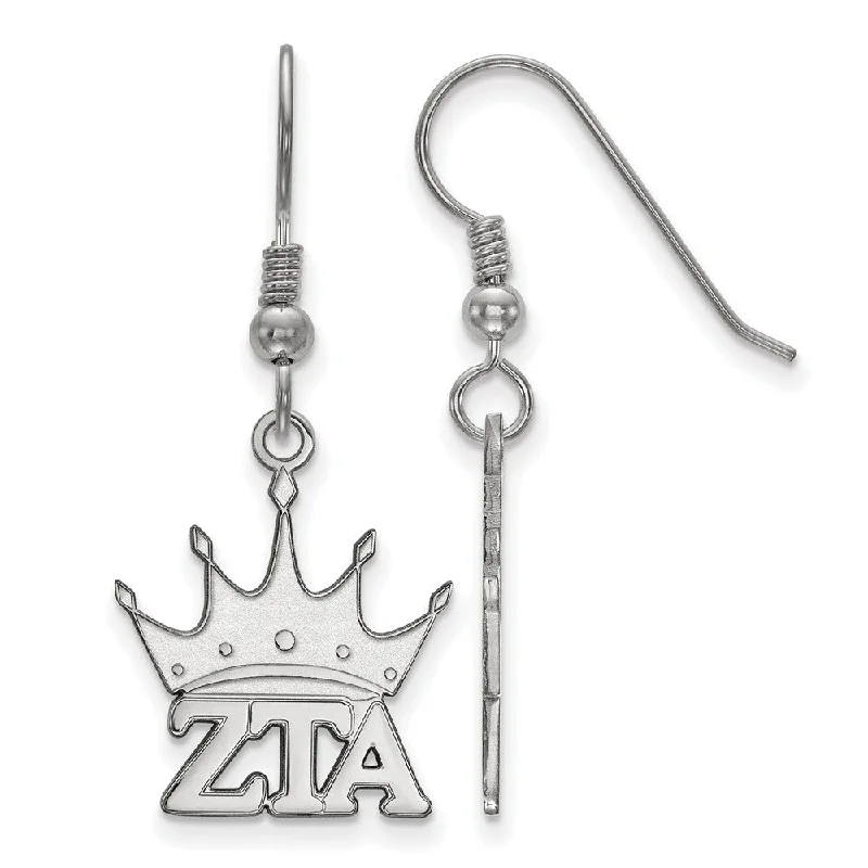 Ladies earrings timeless classics-Sterling Silver Zeta Tau Alpha Small Dangle Earrings